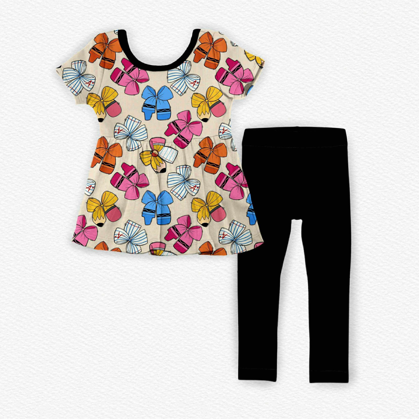 Baby Girls Colorful Bows Tunic Leggings Back To School Clothes Sets Preorder