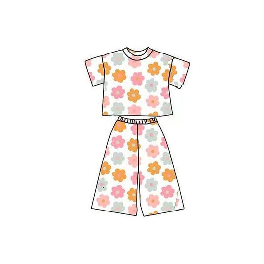 Baby Girls Colorful Flowers Top Flare Pants Clothes Sets Preorder