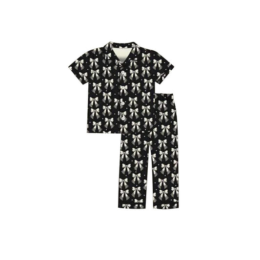 Adult Women Bows Button Top Pants Pajamas Sets Preorder