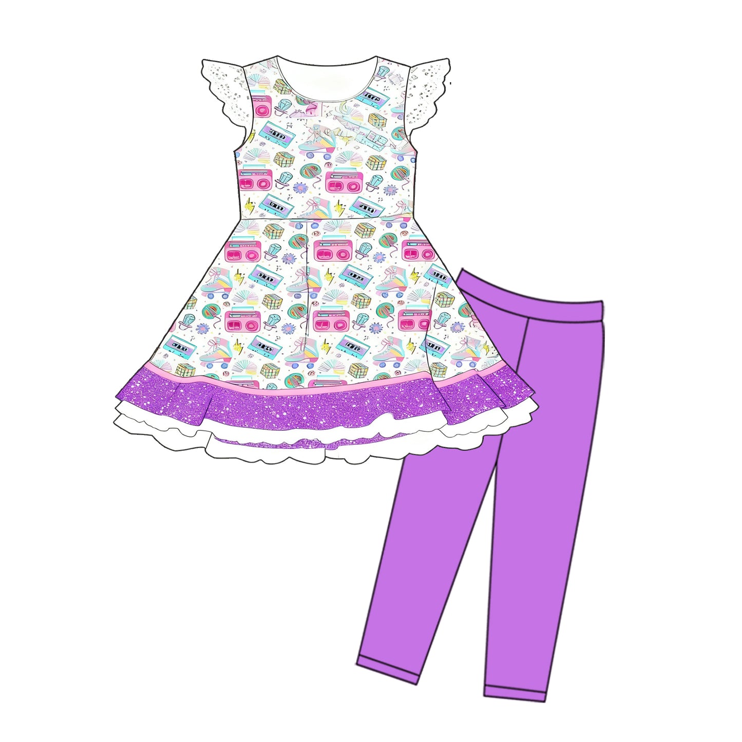Baby Girls Music CD Tunic Leggings Clothes Sets Preorder