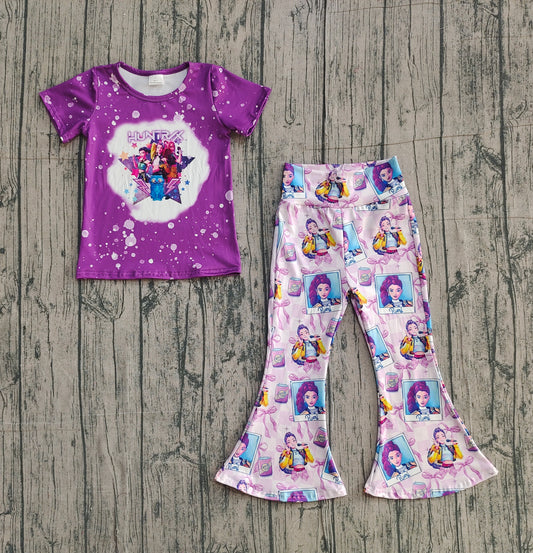 Baby Girls Purple Demon Hunter Top Bell Bottom Pants Clothes Sets Preorder