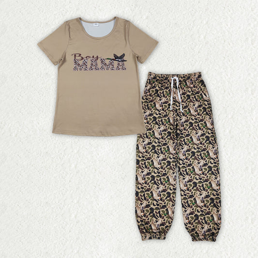 Adult Women Southern Camo Mama's Boy Ducks Top Pockets Jogger Hunting Clothes Sets