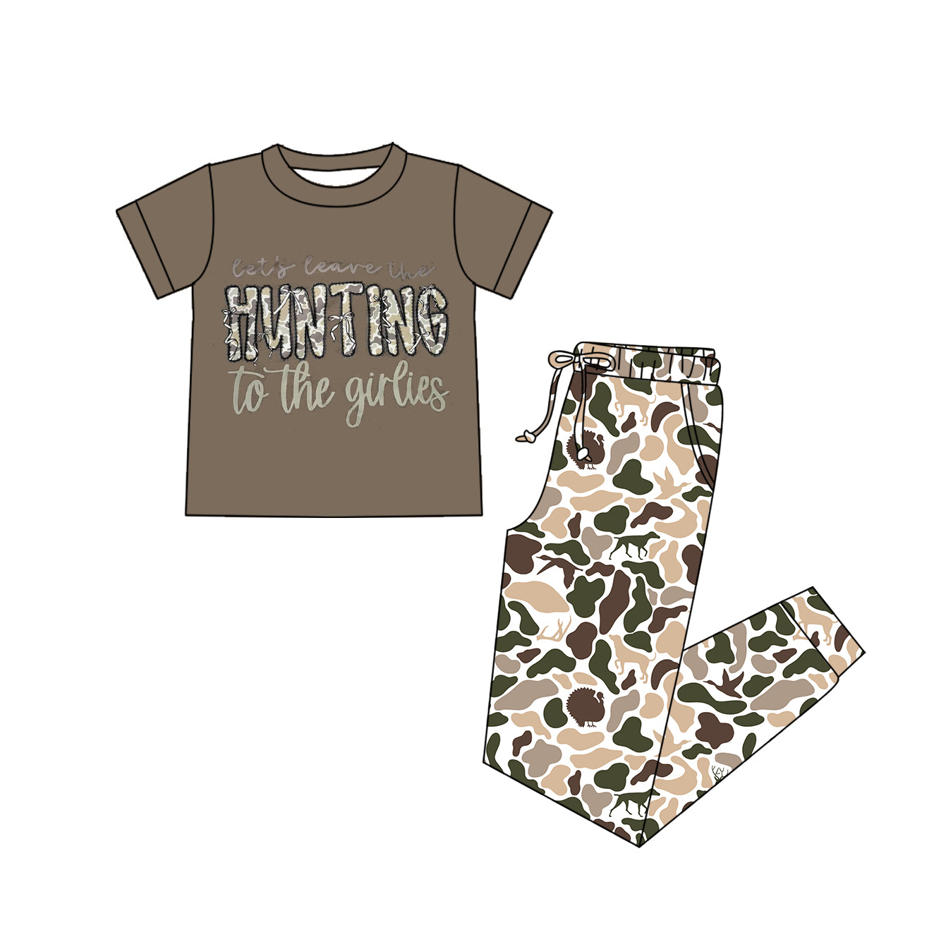 Adult Women Dog Ducks Camo Hunting Top Pockets Legging Pants Clothes Sets Preorder