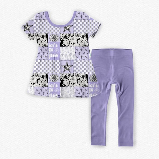 Baby Girls Let's Go Girls Turquoises Cactus Tunic Legging Pants Western Clothes Set Preorder