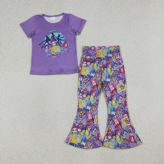 Baby Girls Demon Hunter Top Bell Bottom Pants Clothes Sets