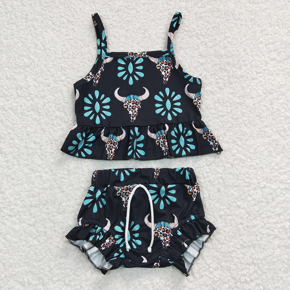 Sibling Baby Girls Western Top Bummies Outfits Sets