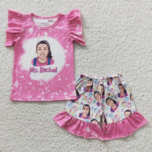 Sibling Baby Girls Pink Teacher Summer Shorts Sets