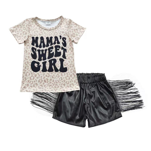 Baby Mama Sweet Girl Tassel Leather Shorts Sets