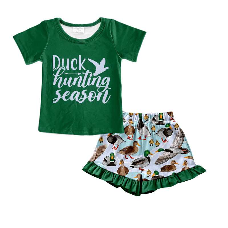 Baby Girls Duck Hunting Season Top Ruffle Shorts Clothes Sets preorder