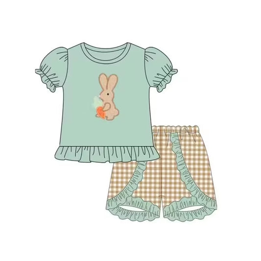 Baby Girls Easter Green Rabbit Shirt Shorts Outfits Clothing Sets Preorder