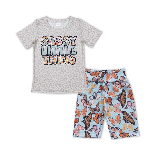 Baby Girls Sassy Little Thing Tee Tops Butterfly Shorts Outfits Clothes Sets