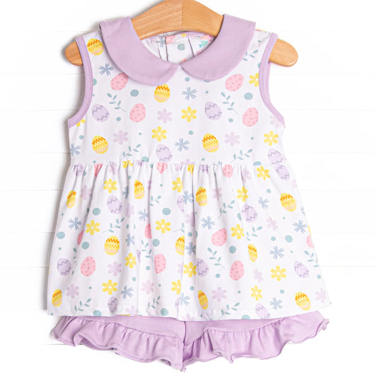 Baby Girls Easter Eggs Tunic Top Ruffle Shorts Clothes Sets Preorder