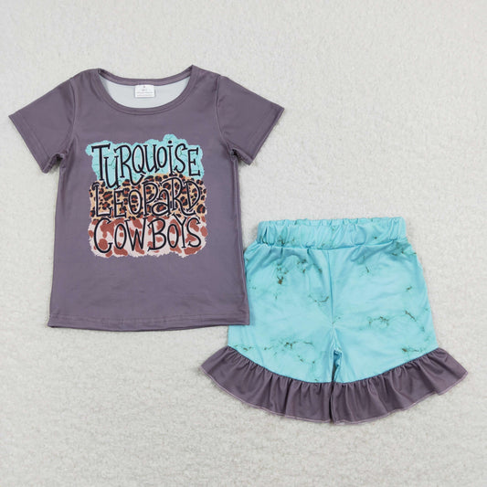 Sibling Baby Girls Western Horse Cowboy Shirts Ruffle Shorts Clothes Sets