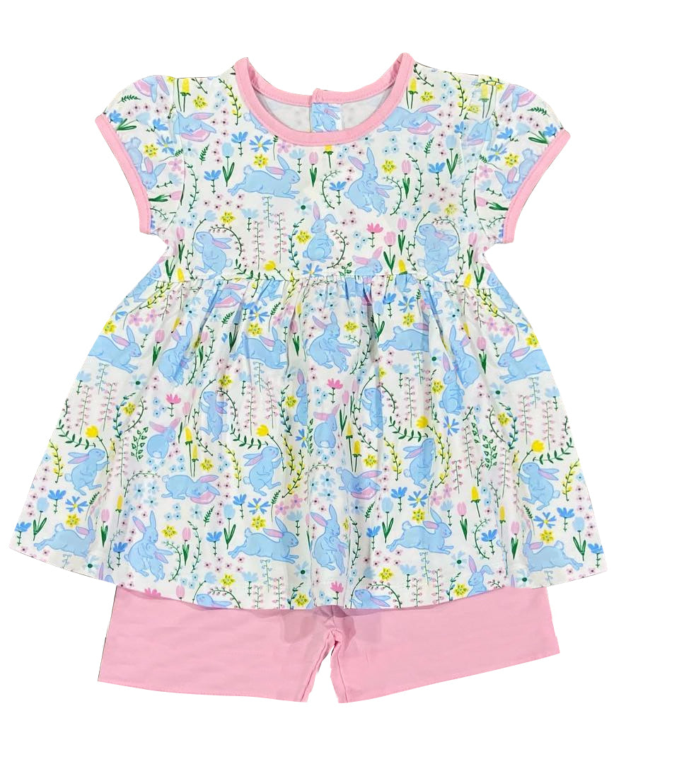 Baby Girls Easter Spring Rabbit Tunic Shorts Clothes Sets Preorder