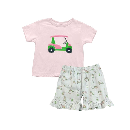 Baby Girls Golf Pink Shirts Ruffle Shorts Clothes Sets Preorder