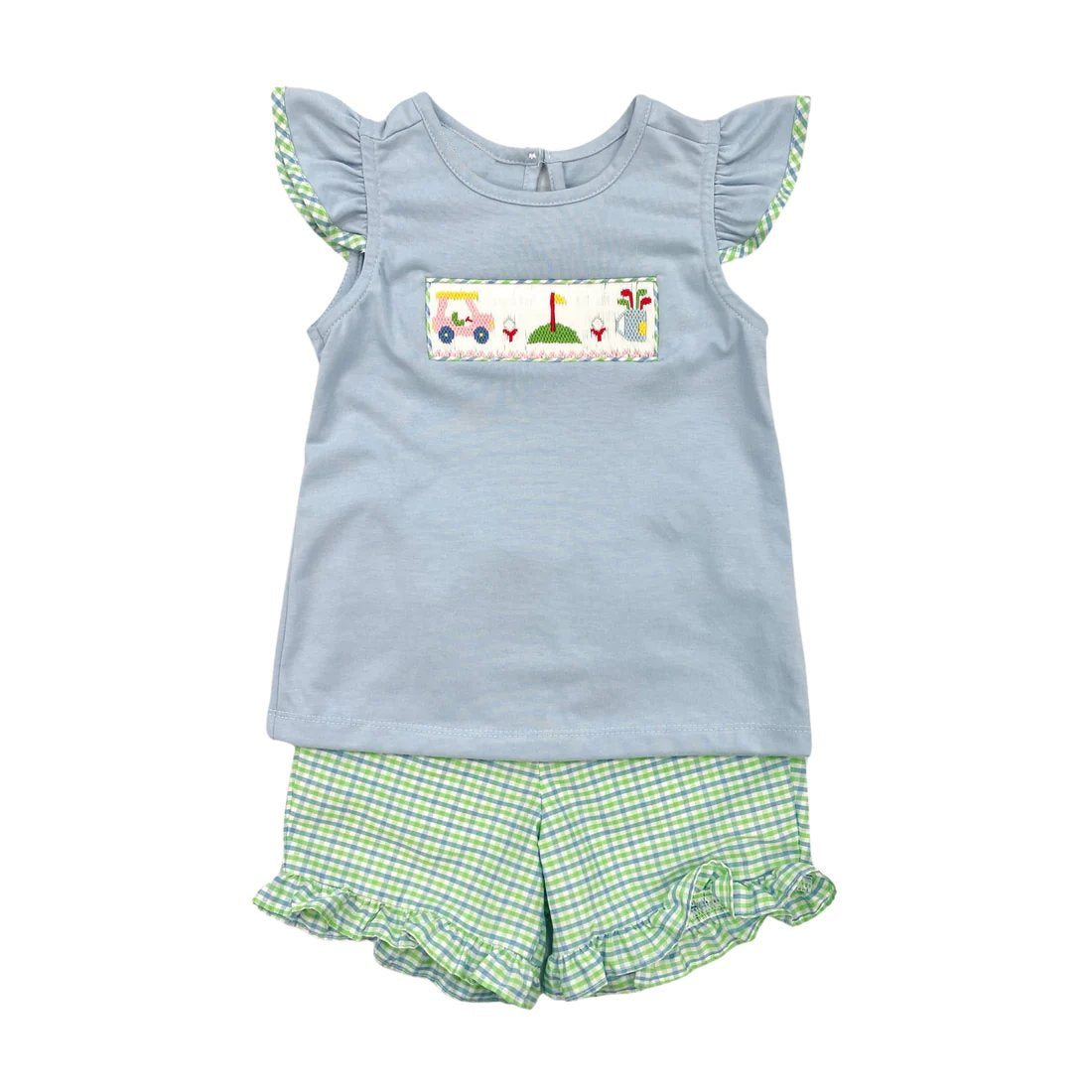 Baby Girls Golf Cart Shirt Top Ruffle Shorts Clothes Sets Preorder