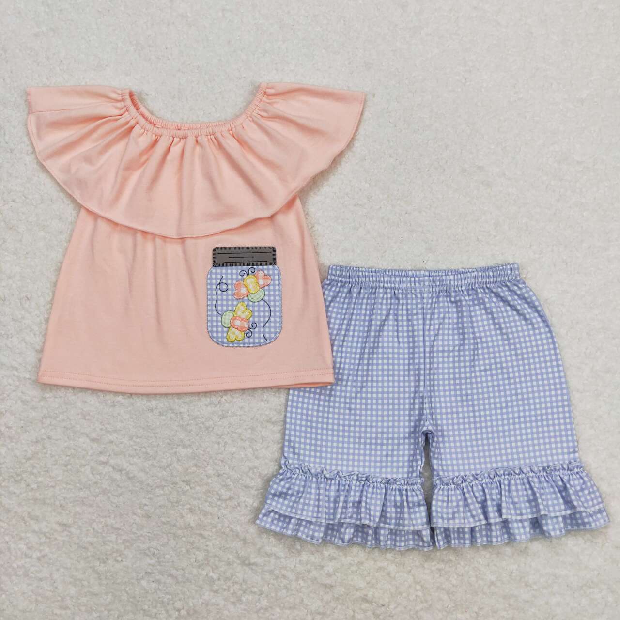 Sibling Embroidery Baby Girls Honey Butterfly Rompers Clothes Sets