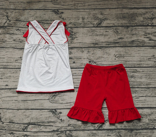 Baby Girls 4th Of July Flags Tunic Top Ruffle Shorts Clothes Sets preorder