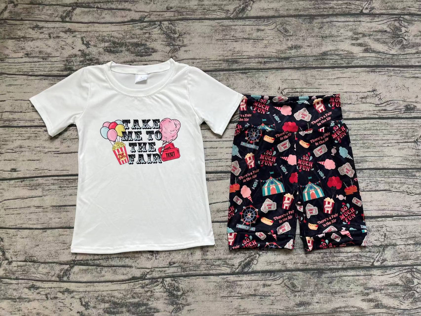 Baby Girls Take Me To The Fair Tee Shirt Top Shorts Clothes Sets