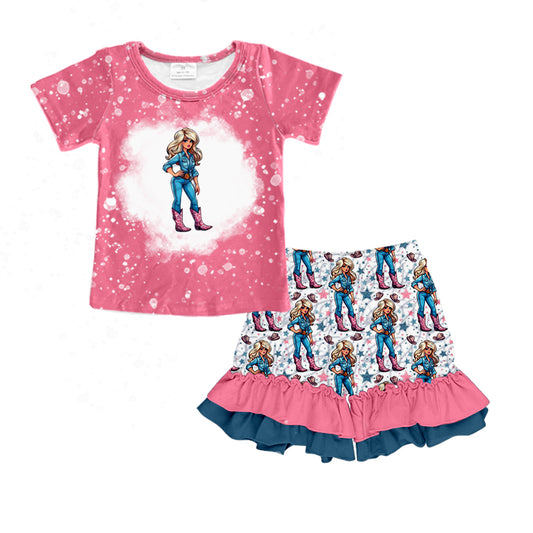 Baby Girls Doll Red Shirt Top Ruffle Shorts Clothes Sets Preorder