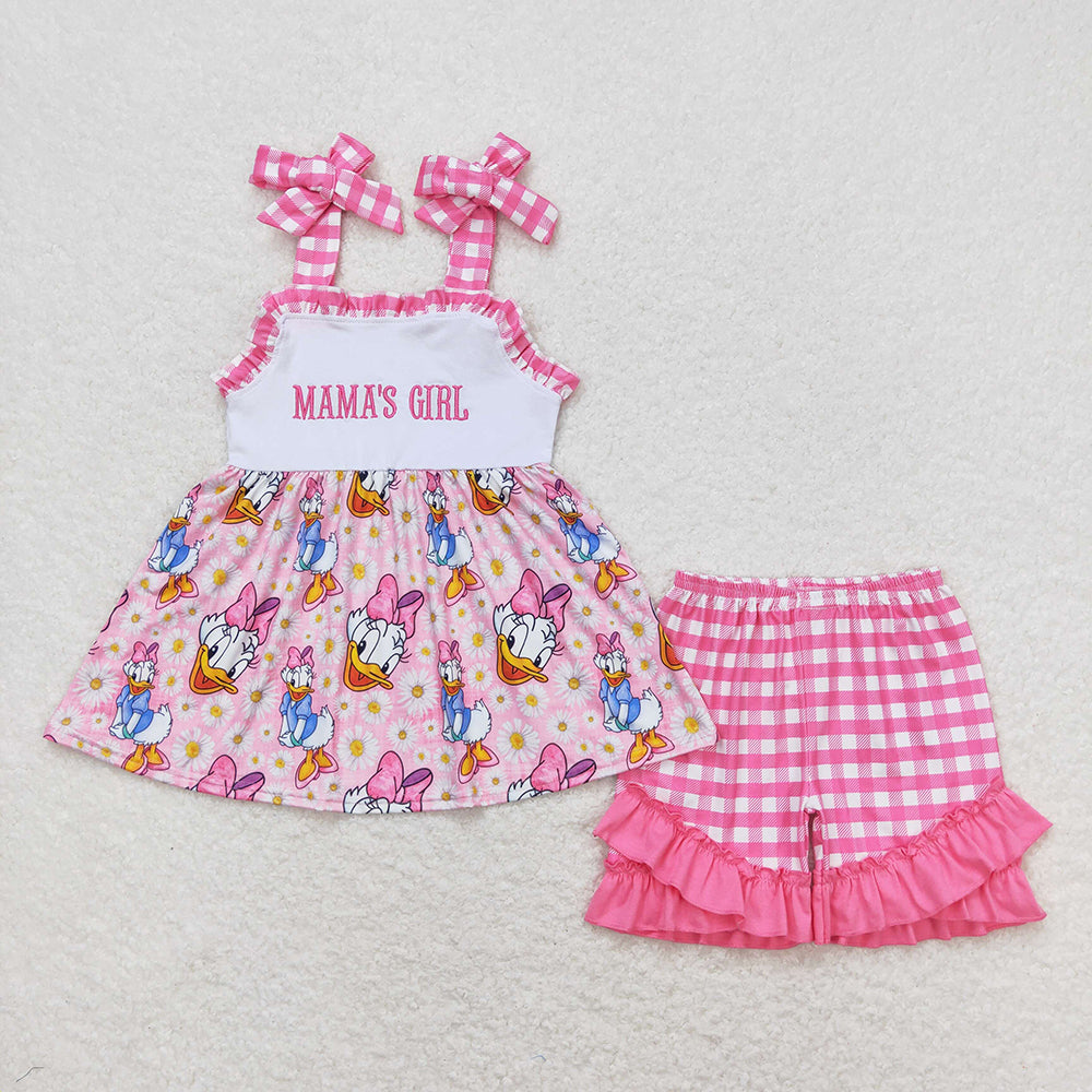 Sibling Baby Girls Mama's Girl Pink Top Ruffle Shorts Outfits Clothes Sets