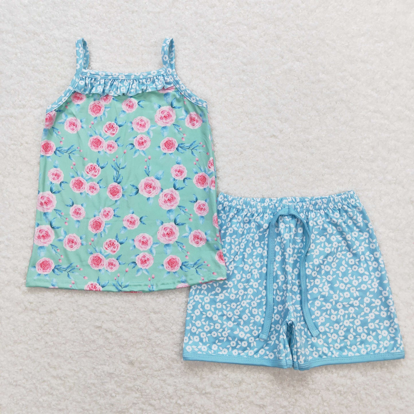 Sibling Baby Girls Straps Floral Top Shorts Summer Clothes Sets