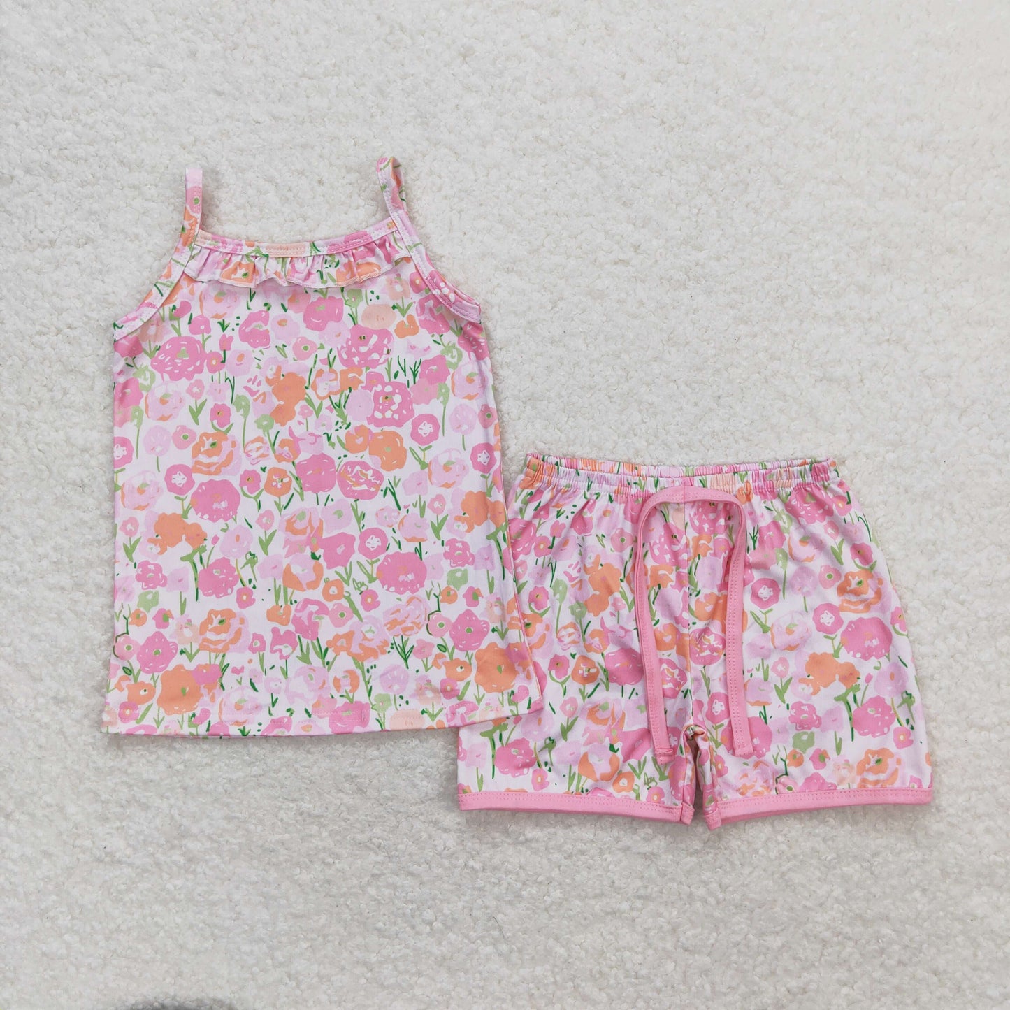Sibling Baby Girls Straps Floral Top Shorts Summer Clothes Sets