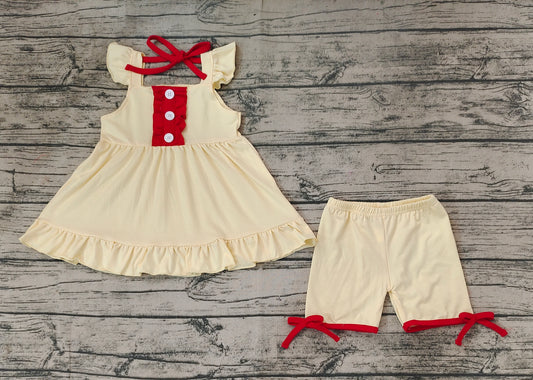 Baby Girls Yellow Princess Flutter Sleeve Tunic Top Shorts Clothes Sets