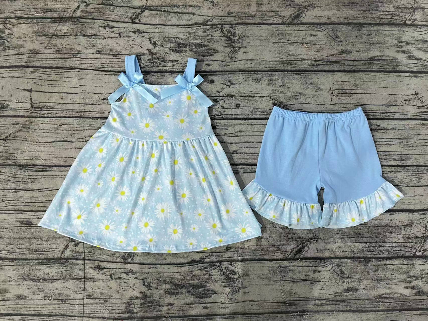 Baby Girls Daisy Flowers Bows Tunic Shorts Clothes Sets