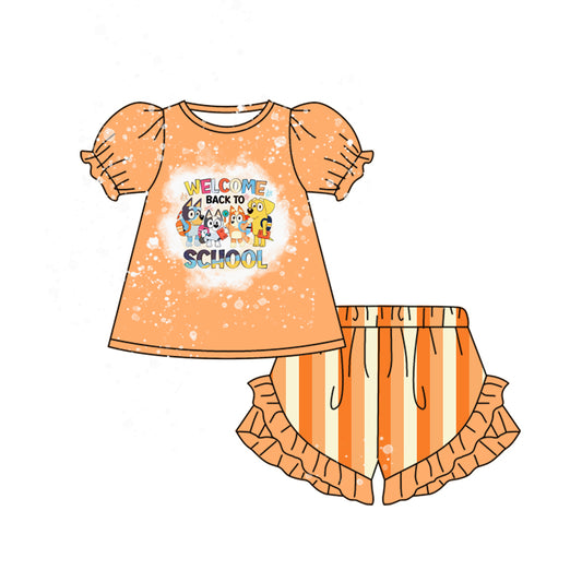 Baby Girls Dogs Back To School Tunic Ruffle Shorts Clothes Sets Preorder