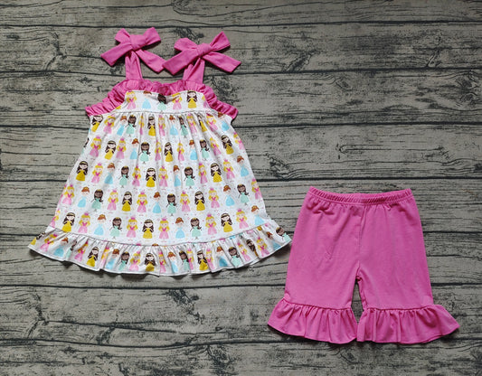 Baby Girls Princess Straps Tunic Top Ruffle Shorts Clothes Sets