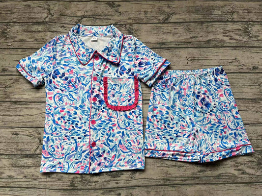 Adult Women Water Paisley Shirt Shorts Pajamas Clothes Sets