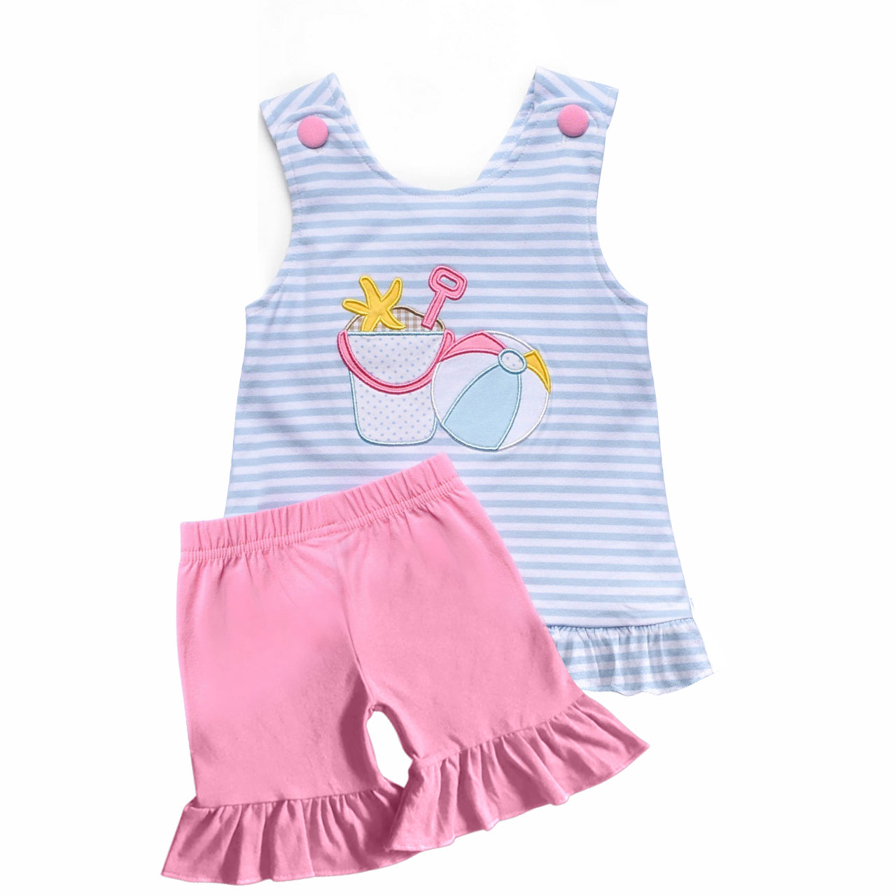 Baby Girls Sleeveless Beach Play Top Ruffle Shorts Clothes Sets Preorder