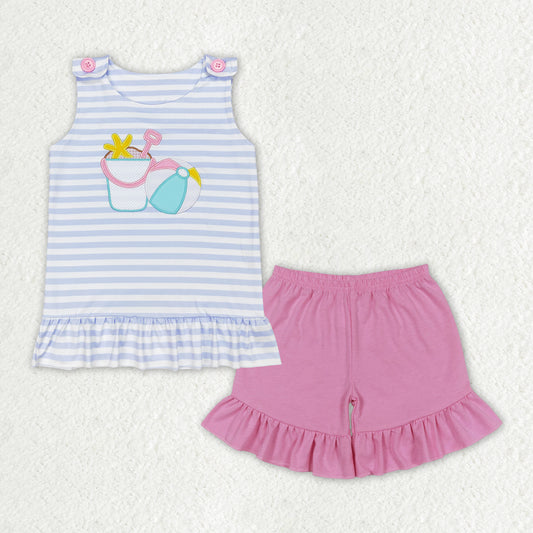 Baby Girls Sleeveless Beach Play Top Ruffle Shorts Clothes Sets