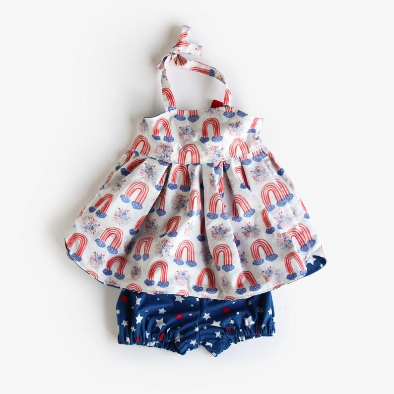 Baby Girls 4th Of July Rainbow Tunic Stars Shorts Clothes Sets Preorder