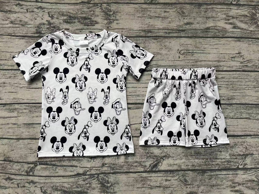 Baby Girls Cartoon Mouse Grey Shirt Shorts Pajamas Clothes Sets