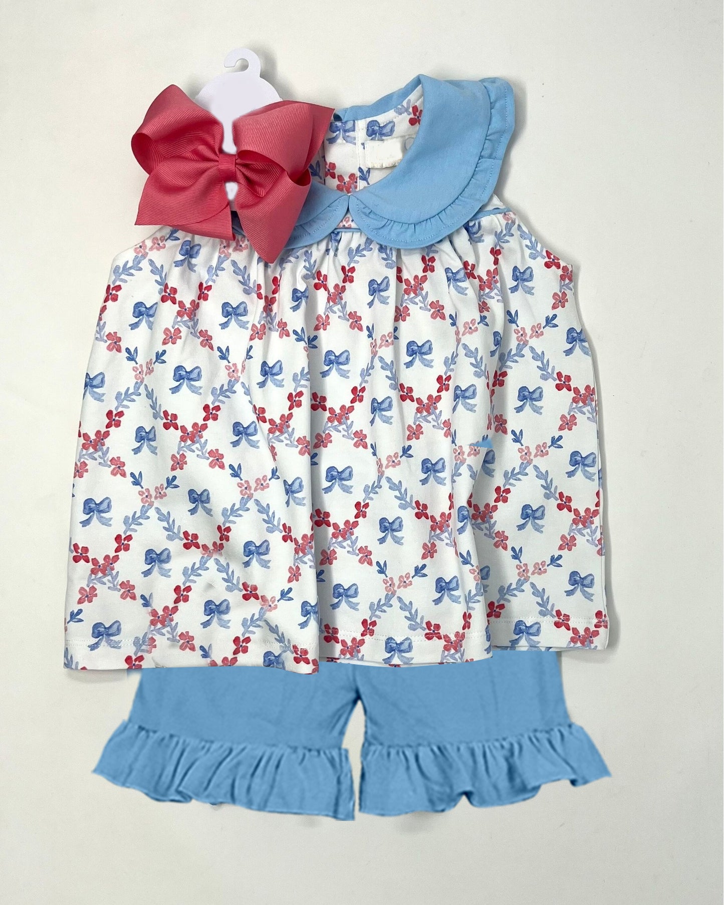 Baby Girls Bows Flowers Tunic Ruffle Shorts Clothes Sets Preorder