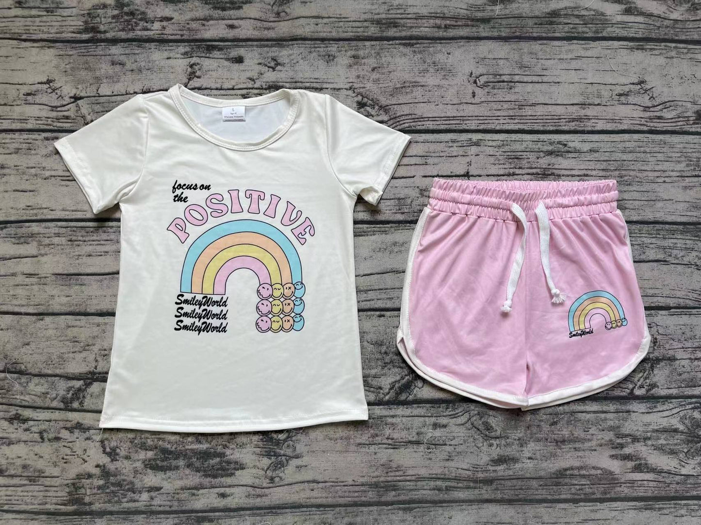 Baby Girls Positive Rainbow Shirts Shorts Clothes Sets