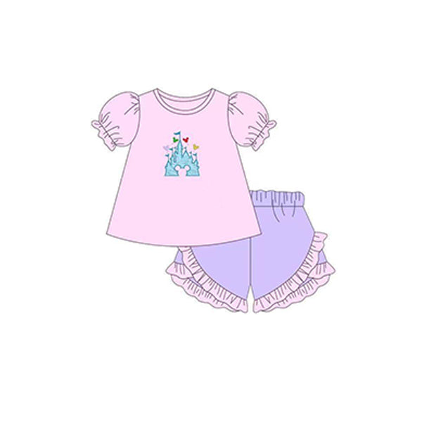 Baby Girls Pink Castle Tunic Ruffle Shorts Clothes Sets Preorder