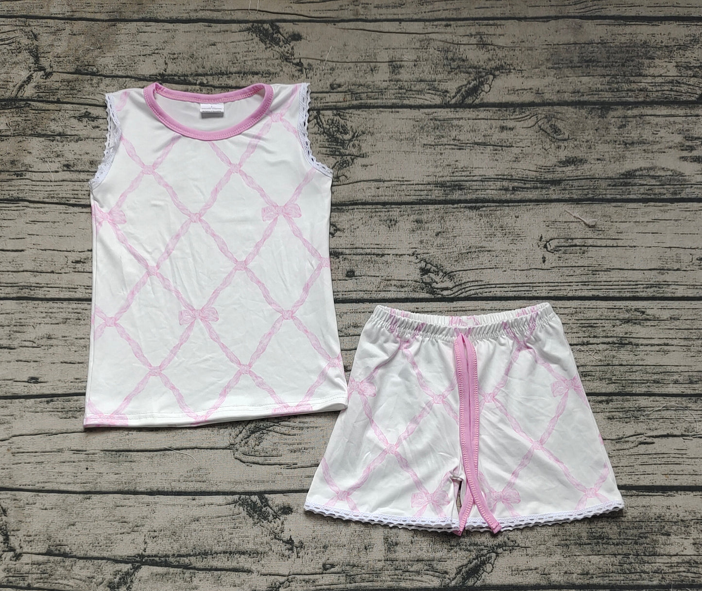 Baby Girls Bamboo Pink Bows Shirt Ruffle Shorts Clothes Sets Preorder