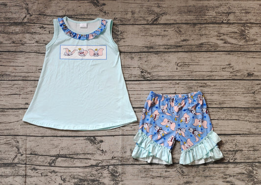 Baby Girls Elephant Tunic Ruffle Shorts Clothes Sets