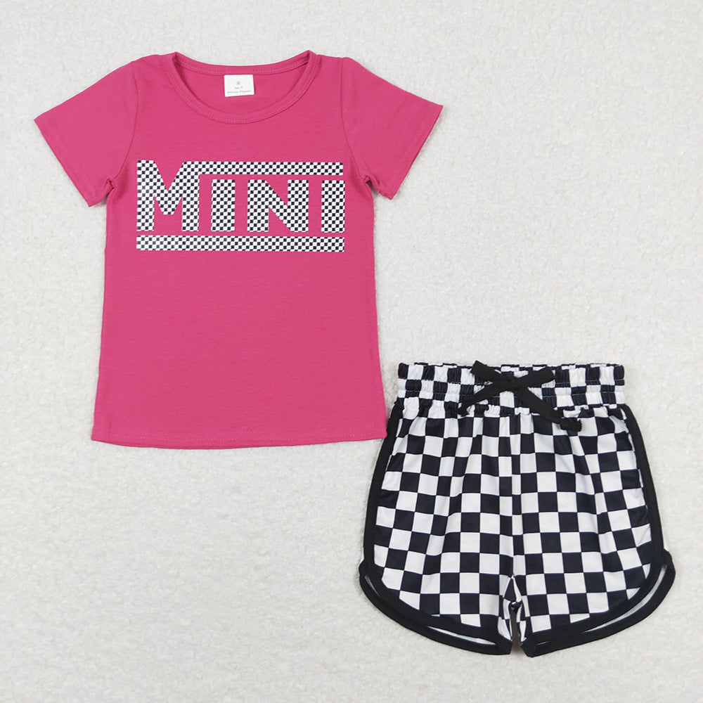 Mommy and Me Adult Baby Girls Mini Pink Shirt Checkered Shorts Outfits