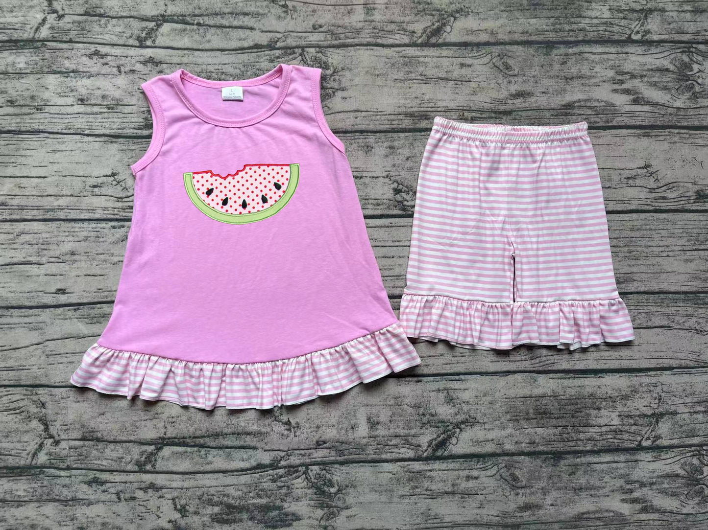 Baby Girls Pink Watermelon Ruffle Tunic Top Shorts Clothes Sets Preorder