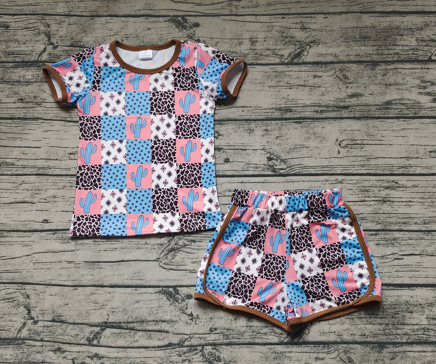 Baby Girls Cactus Aztec Western Tee Shirts Shorts Summer Clothes Sets