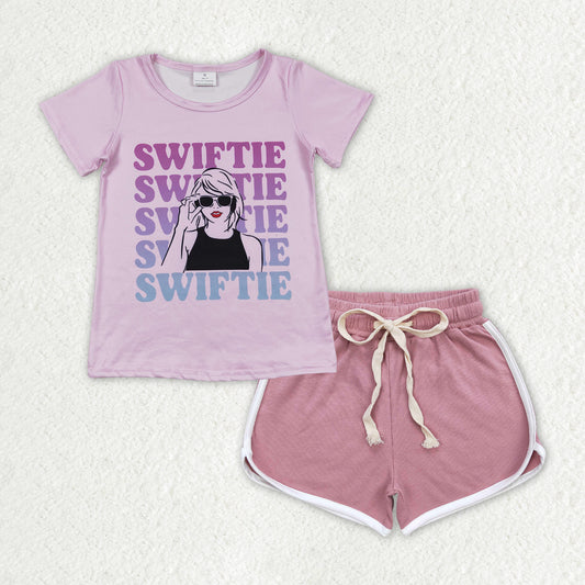 Baby Girls Purple Singer Shirt Top Dark Pink Shorts Clothes Sets