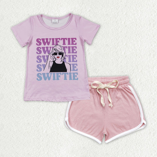 Baby Girls Purple Singer Shirt Top Pink Shorts Clothes Sets
