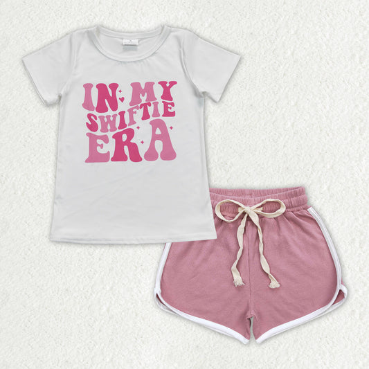 Baby Girls Pink Era Singer Shirt Dark Pink Elastic Shorts Clothes Sets