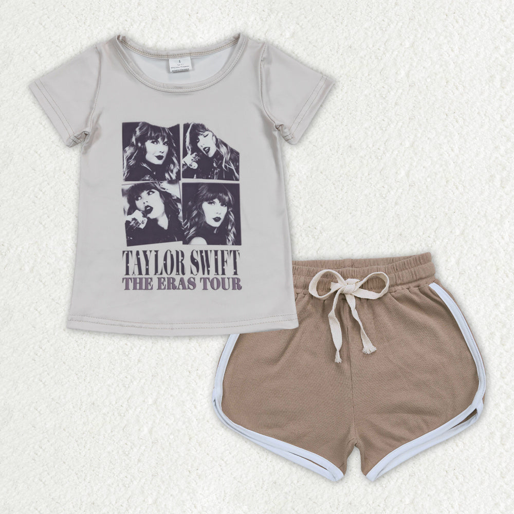 Baby Girls Singer Tour Shirt Brown Shorts Clothes Sets