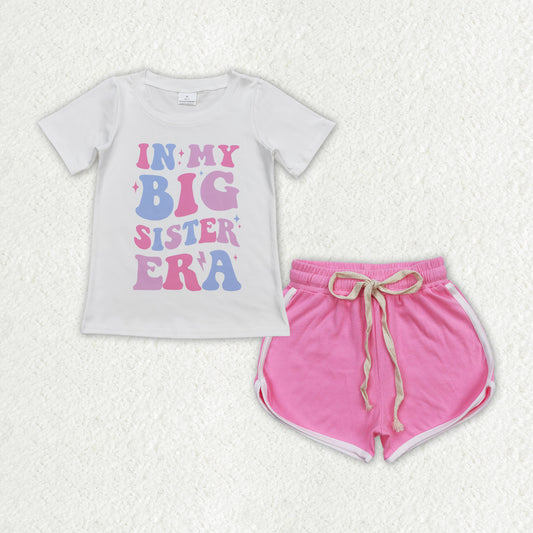 Baby Girls Big Sister Shirt Top Pink Sports Shorts Clothes Sets