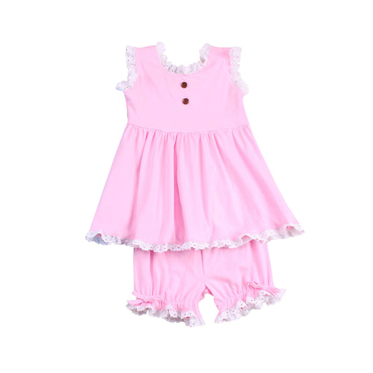 Baby Girls Pink Cotton Sleeveless Tunic Shorts Clothes Sets Preorder